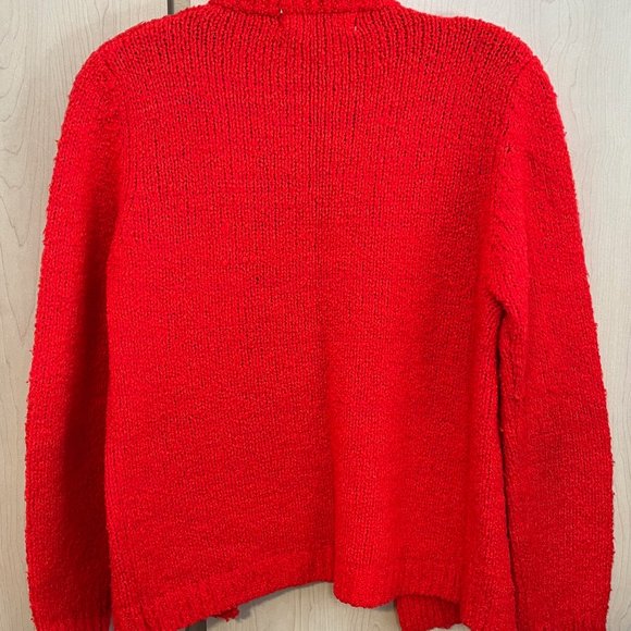 Vintage LeRoy Knitwear Acrylic Open Faced Red Colored Cardigan Sz Small Sweater - Picture 3 of 5